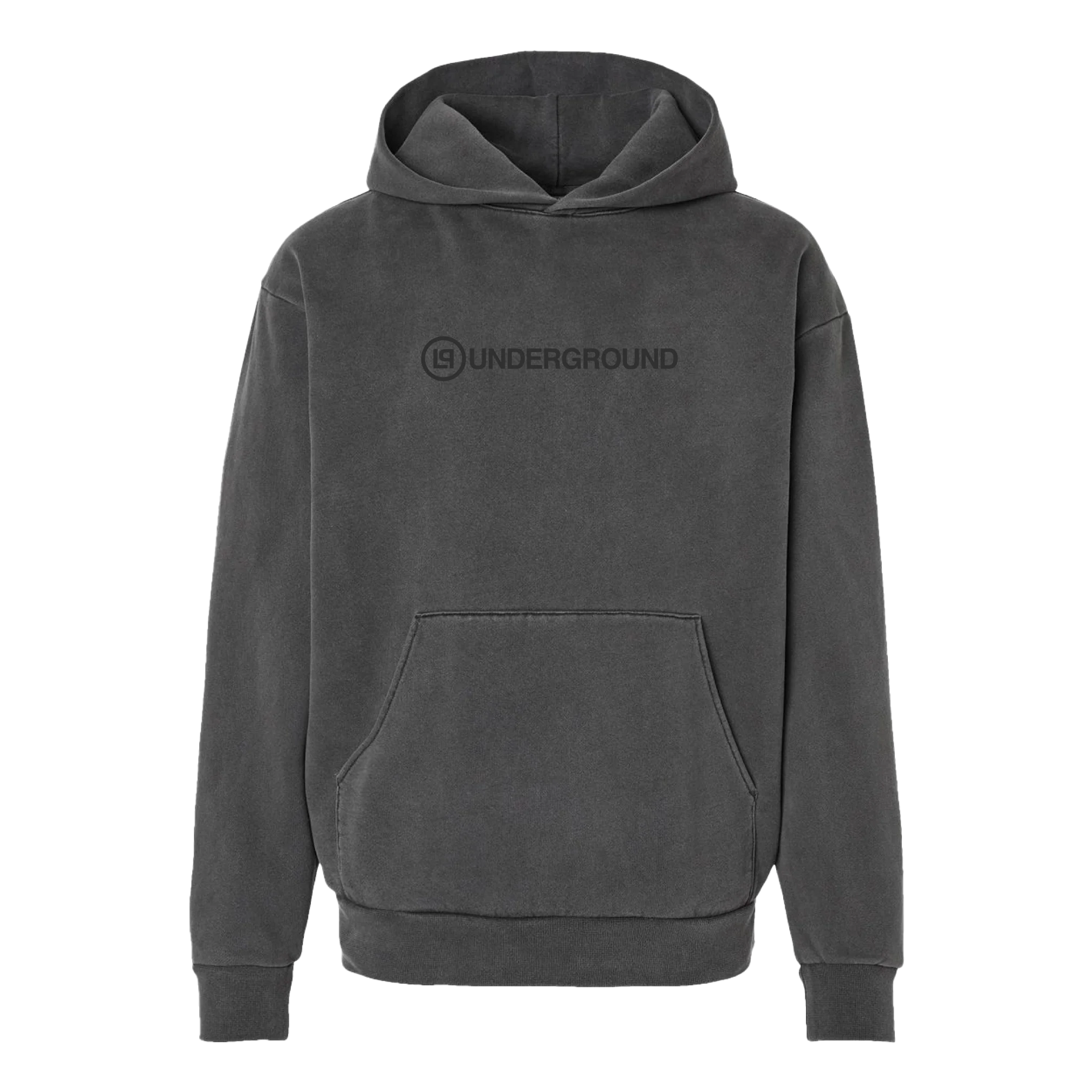 Wordmark Logo Embroidered Pigment Black Washed Hoodie