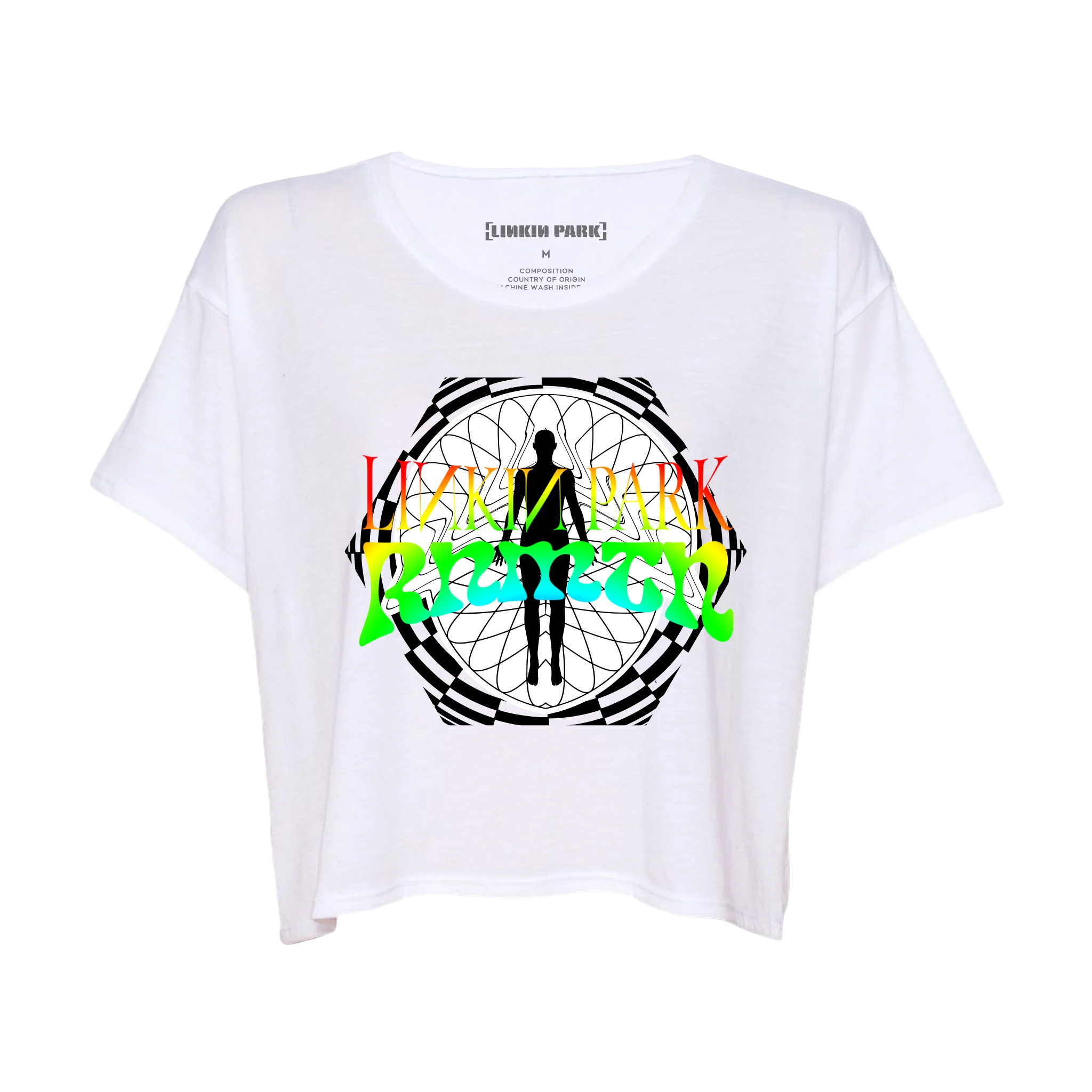 RNMTN Rainbow Ladies White Cropped Tee